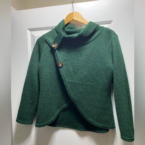 Forest Green Cowl Neck Wrap Sweater